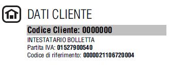 Dati cliente - Codice cliente